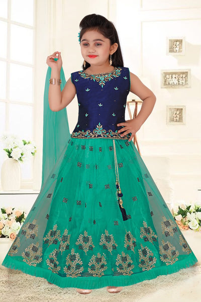 Buy Blue Handloom silk Designer Lehenga Choli : 238016 - Kids Wear